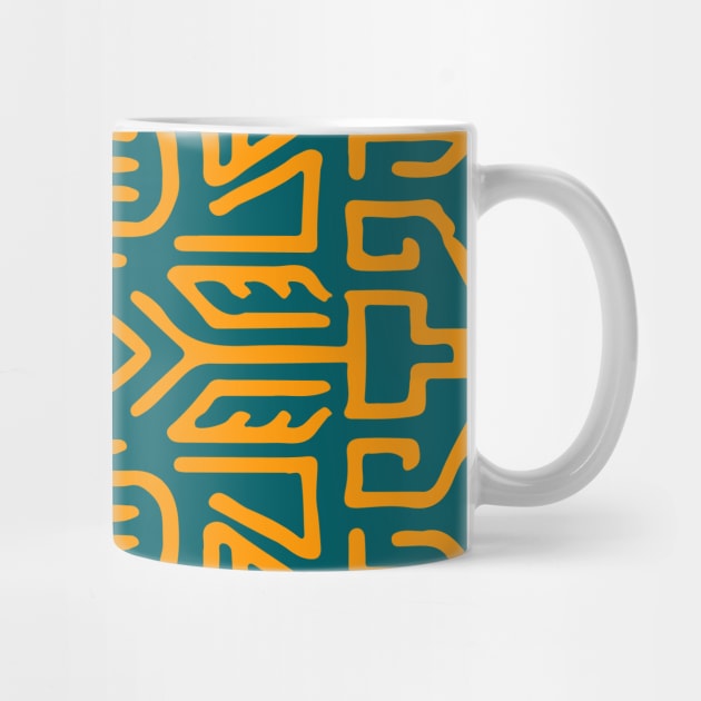 Orange Aztec Pattern Indian Mexican Tribal by jodotodesign